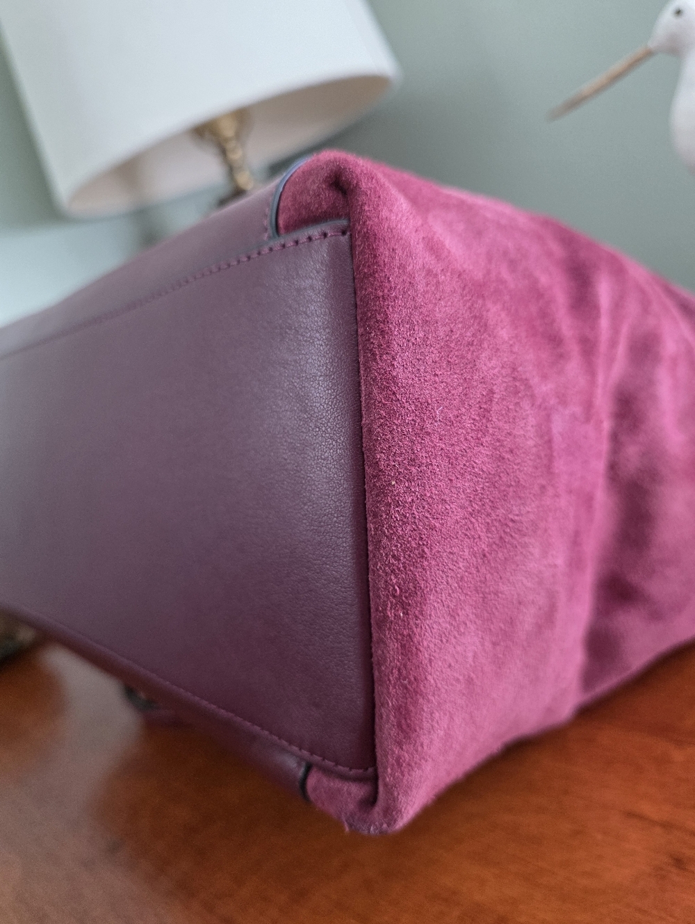 Coach F54579 Ava Tote Shoulder Oxblood Burgundy Suede Leather Bag - Picture 10 of 16